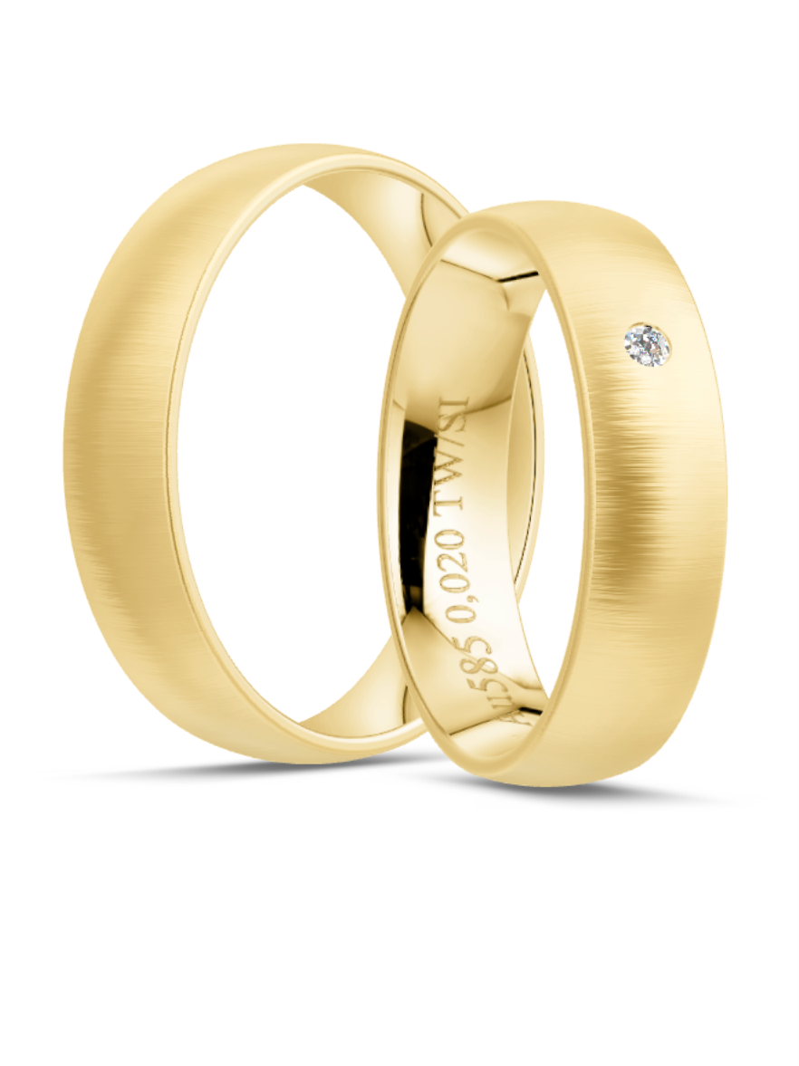 Klassische Trauringe in Gelbgold, Brillanten, 333er Gold, 375er Gold, 585er Gold, 750er Gold