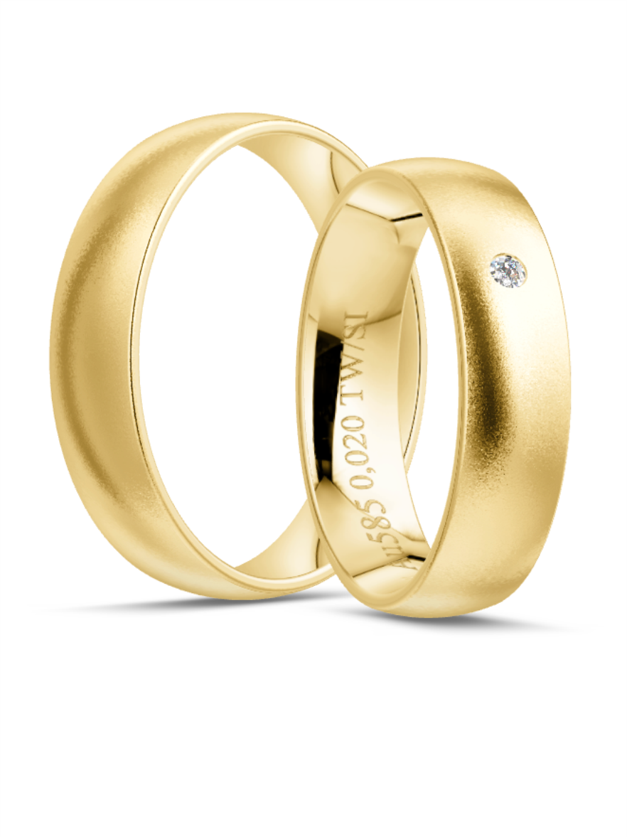 Klassische Trauringe in Gelbgold, Brillanten, 333er Gold, 375er Gold, 585er Gold, 750er Gold